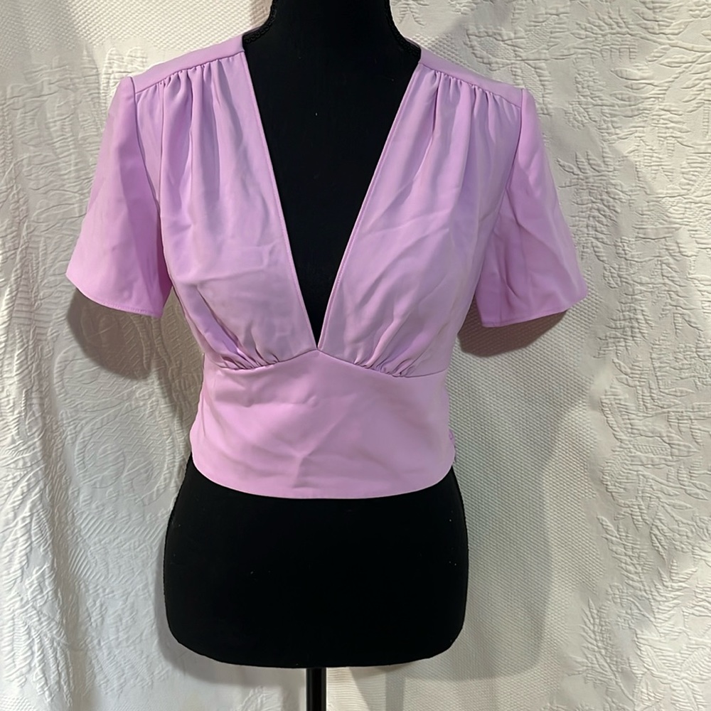 Amanda Uprichard Lilac Deep V Crop Top
